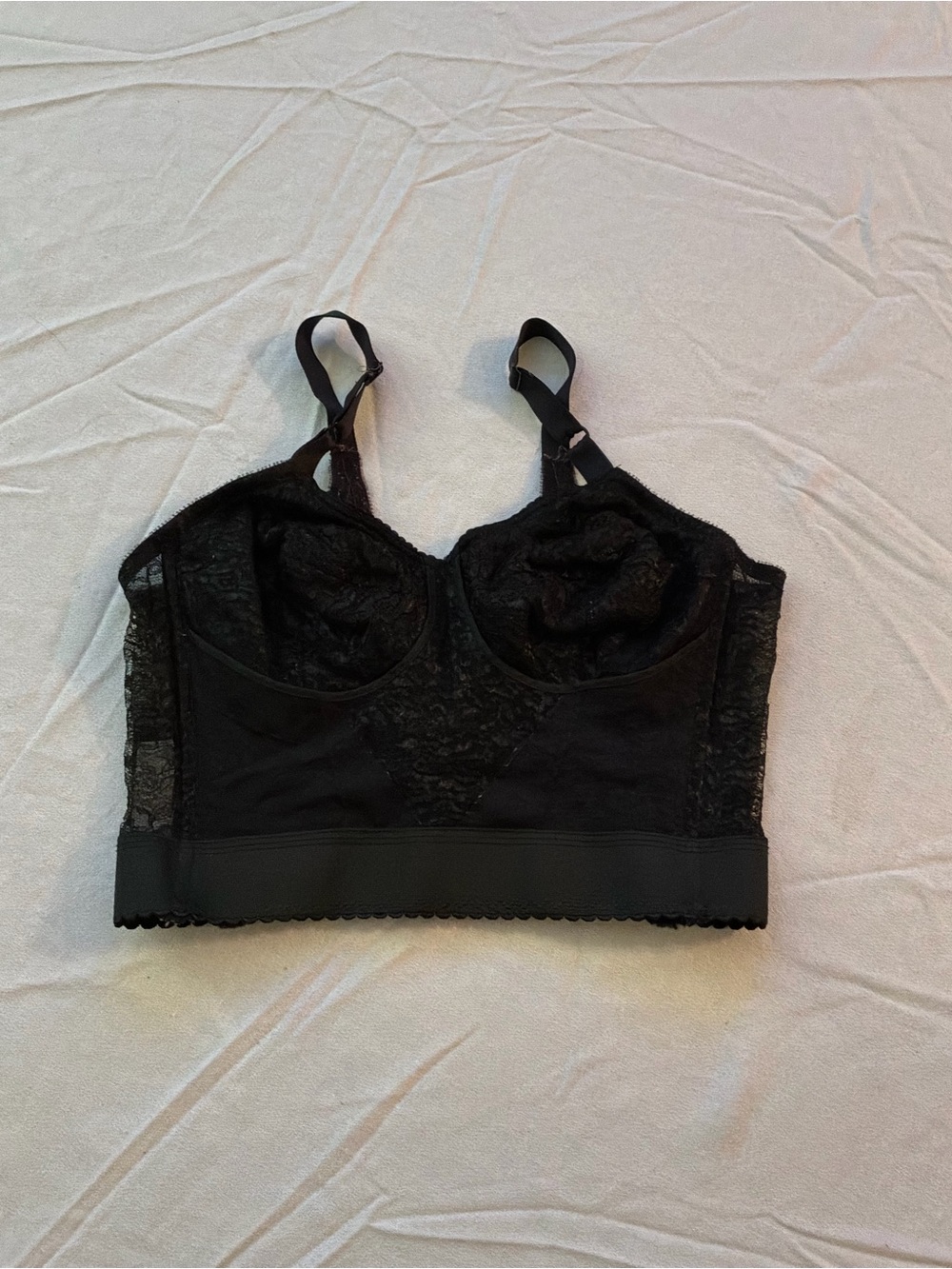 ******* Rago Women's Black Lace Longline Bralette Bra Girdle *******